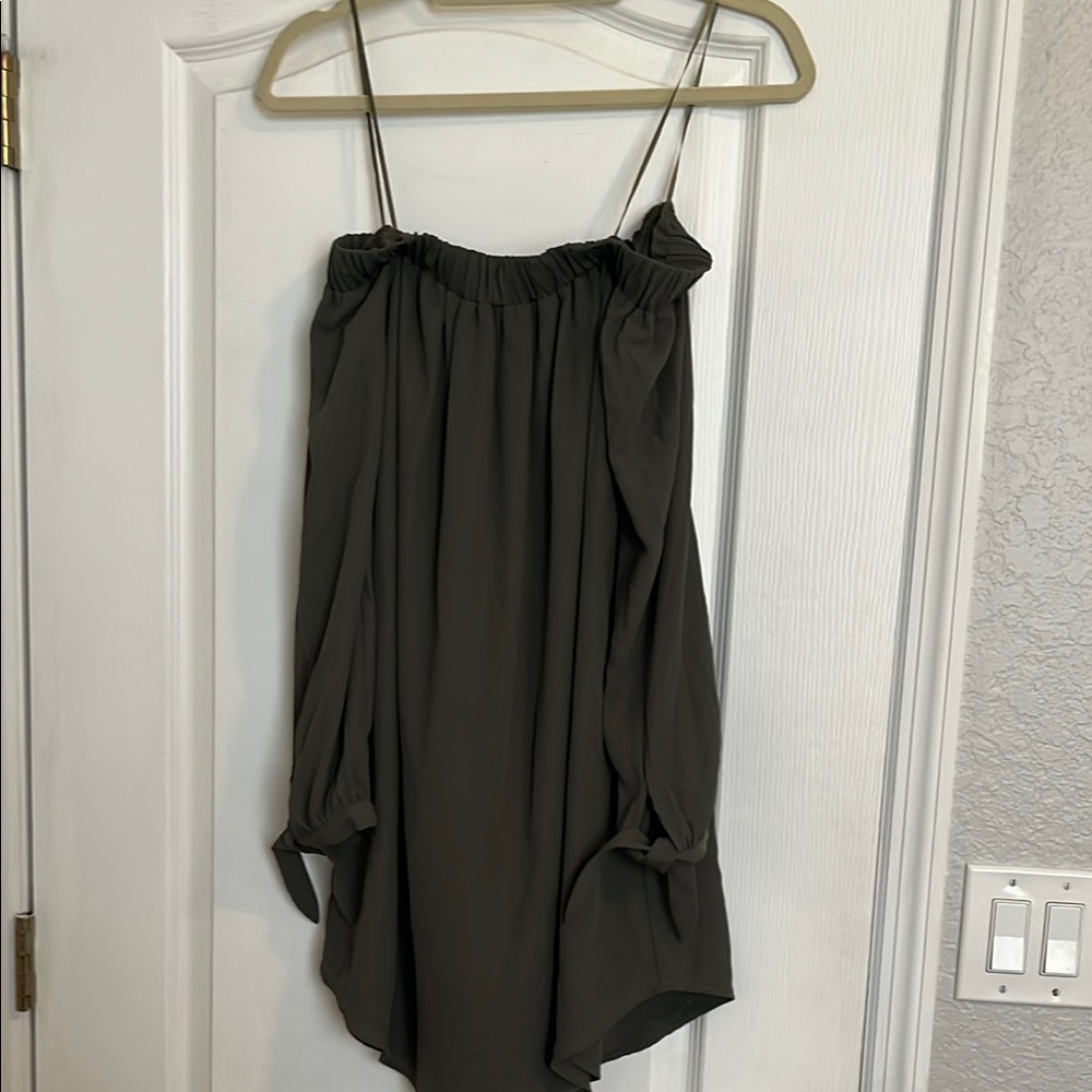 Express Strapless Dress in Olive Green